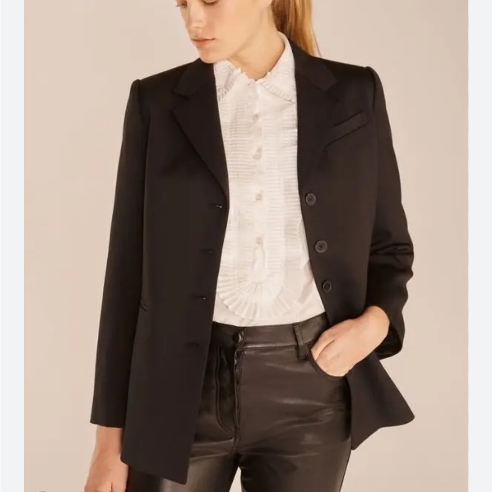 NWT Rebecca Taylor Tuxedo Wool Satin Black Blazer size 4